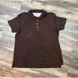 Vintage Y2K Tommy Hilfiger Women's Short Sleeve Polo in Brown Size 1x